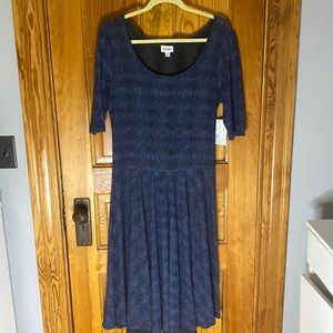NWT XL LulaRoe Nicole Navy Pattern Dress